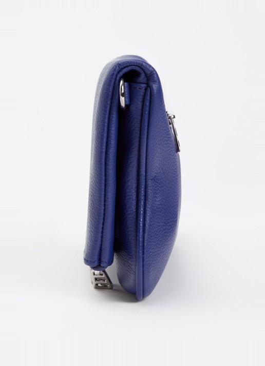 Zadig&Voltaire Rock Grained clutch van leer met afneembare schouderriem - detail 2 royalblauw