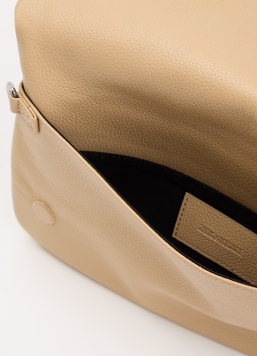 Zadig&Voltaire Rock Grained clutch van leer met afneembare schouderriem - detail 5 beige