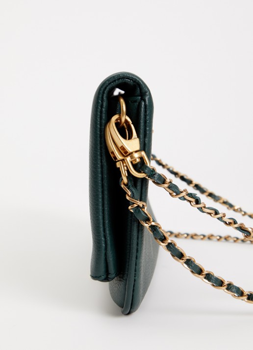 Zadig&Voltaire Rock Grained clutch van leer met afneembare schouderriem - detail 4 mosgroen