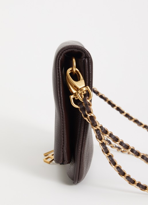 Zadig&Voltaire Rock Grained clutch van leer met afneembare schouderriem - detail 3 bruin