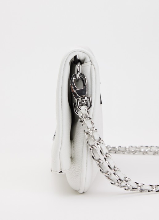 Zadig&Voltaire Rock Grained clutch van leer met afneembare schouderriem - detail 3 creme
