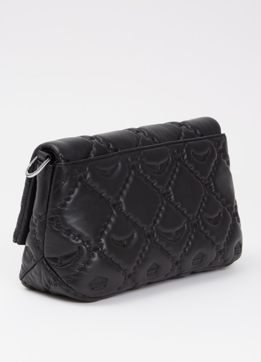 Zadig&Voltaire Rock II schoudertas van lamsleer met quilt patroon  - achterkant zwart