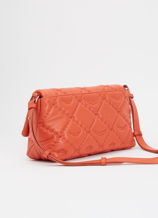 Zadig&Voltaire Rock II schoudertas van lamsleer met quilt patroon  - achterkant 4 oranjerood