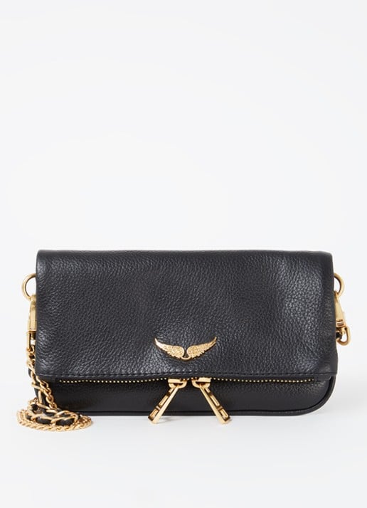 Zadig&Voltaire Rock Mini clutch van leer met afneembare schouderriem - voorkant 4 zwart