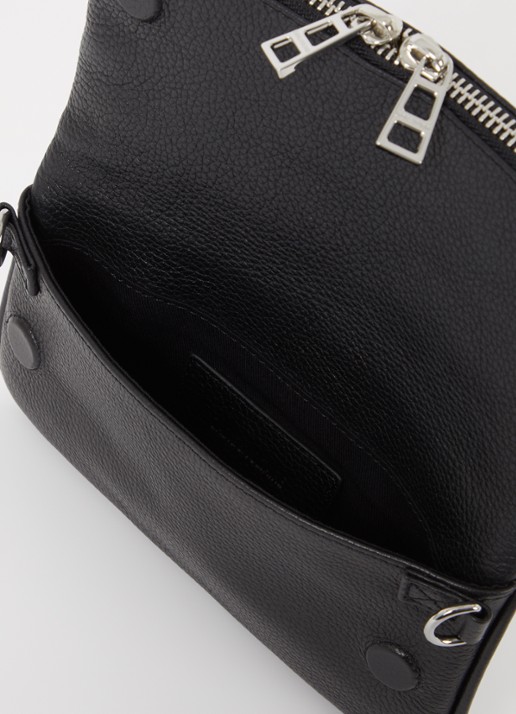 Zadig&Voltaire Rock Mini clutch van leer met afneembare schouderriem - detail diepzwart