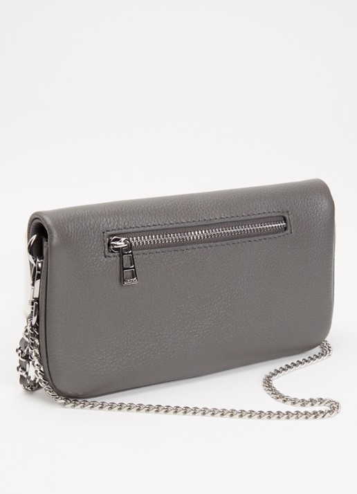 Zadig&Voltaire Rock Mini clutch van leer met afneembare schouderriem - achterkant 4 grijs