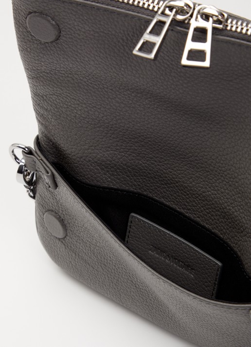 Zadig&Voltaire Rock Mini clutch van leer met afneembare schouderriem - detail grijs