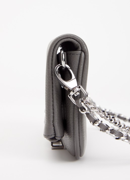 Zadig&Voltaire Rock Mini clutch van leer met afneembare schouderriem - detail 2 grijs