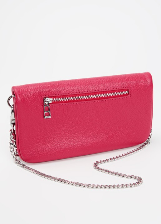 Zadig&Voltaire Rock Mini clutch van leer met afneembare schouderriem - achterkant 4 donkerroze