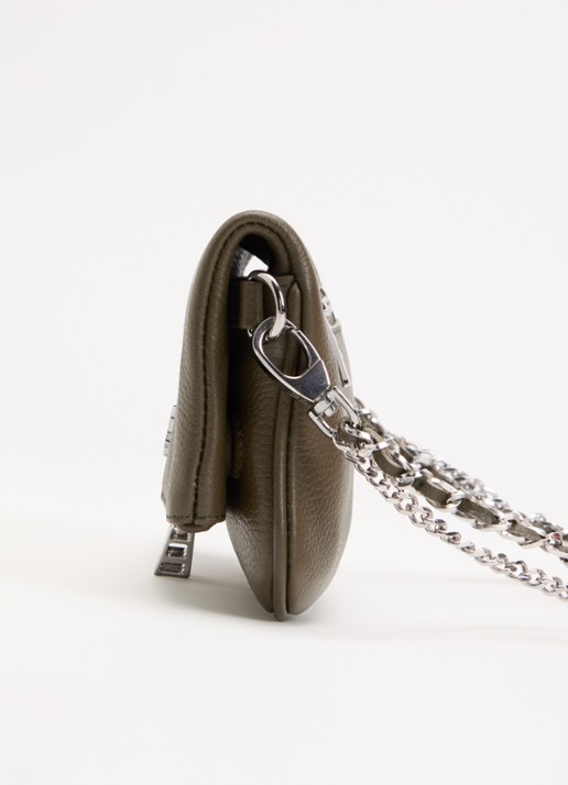 Zadig&Voltaire Rock Mini clutch van leer met afneembare schouderriem - detail 3 khaki
