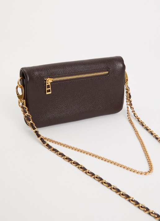 Zadig&Voltaire Rock Mini clutch van leer met afneembare schouderriem - achterkant 5 bruin