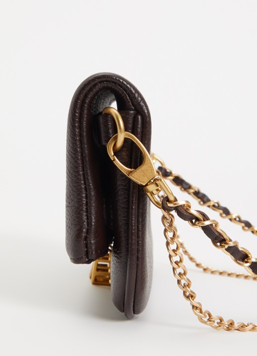 Zadig&Voltaire Rock Mini clutch van leer met afneembare schouderriem - detail 3 bruin