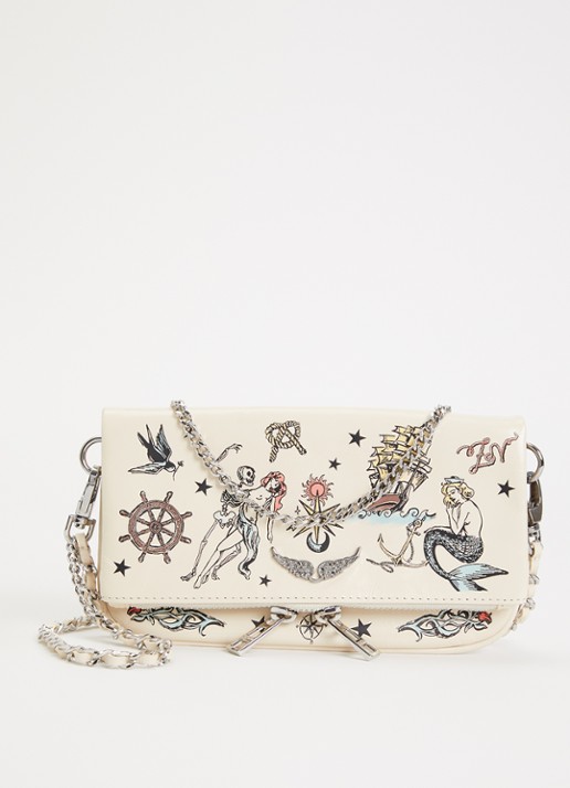Zadig&Voltaire Rock Mini Tattoo clutch van leer - voorkant 5 ivoor