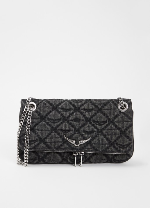 Zadig&Voltaire Rock Nano clutch van denim met afneembare schouderriem