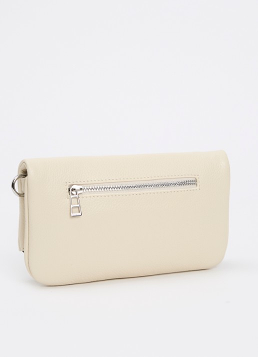 Zadig&Voltaire Rock Nano clutch van leer met afneembare schouderriem - achterkant 7 creme