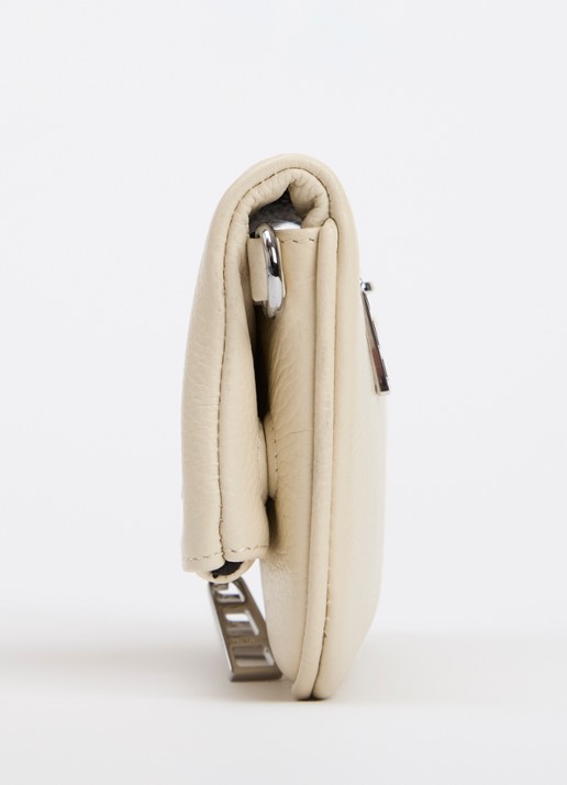 Zadig&Voltaire Rock Nano clutch van leer met afneembare schouderriem - detail 2 creme