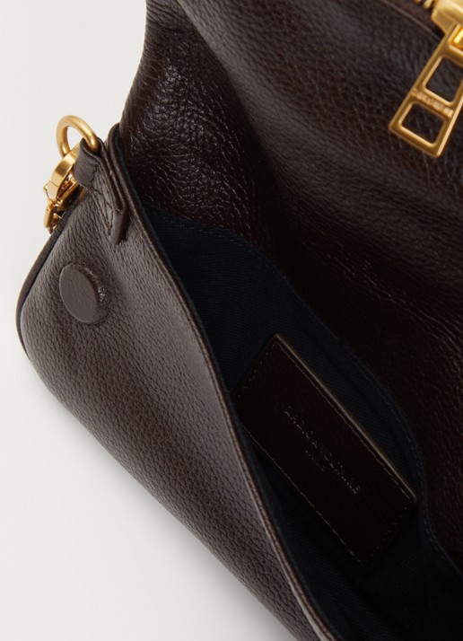 Zadig&Voltaire Rock Nano clutch van leer met afneembare schouderriem - detail 3 bruin