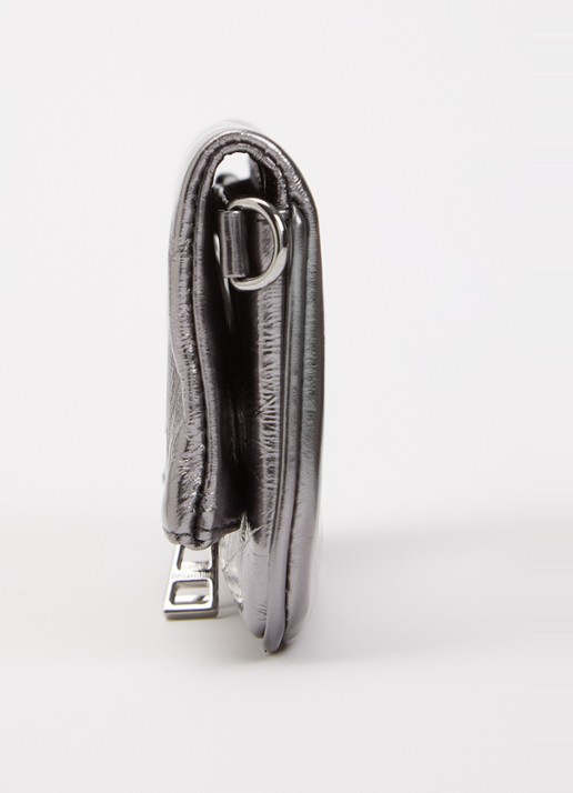Zadig&Voltaire Rock Nano clutch van leer met metallic finish en afneembare schouderriem - detail 4 zilver