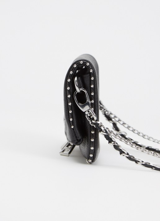 Zadig&Voltaire Rock Nano Grained clutch van leer met studs - detail 2 zwart