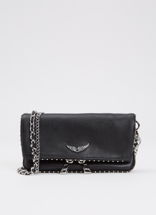 Zadig&Voltaire Rock Nano Grained clutch van leer met studs