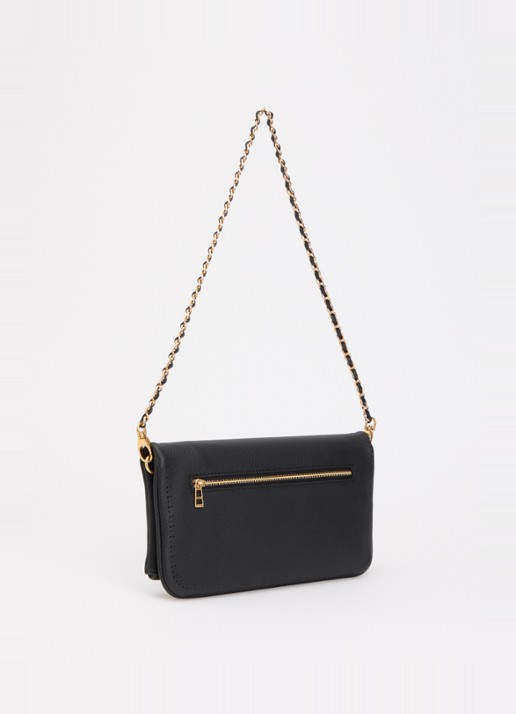 Zadig&Voltaire Rock Perforated clutch van leer met afneembare schouderriem - achterkant 2 zwart