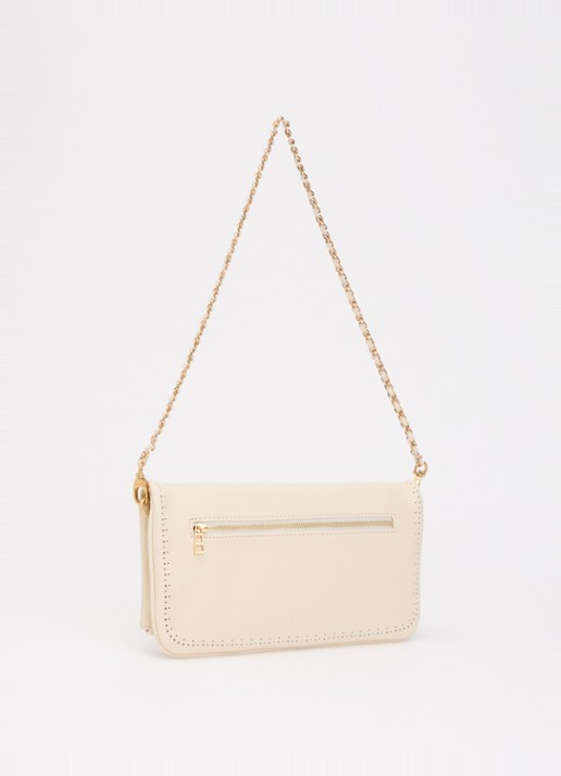 Zadig&Voltaire Rock Perforated clutch van leer met afneembare schouderriem - achterkant 5 creme