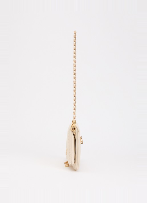 Zadig&Voltaire Rock Perforated clutch van leer met afneembare schouderriem - detail 3 creme