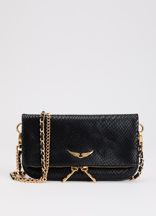 Zadig&Voltaire Rock Soft Mini clutch van leer met slangenstructuur