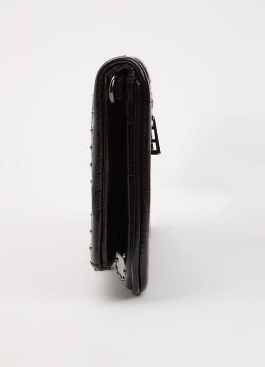 Zadig&Voltaire Rock vintage clutch van leer met metallic finish en studs - detail 3 zwart