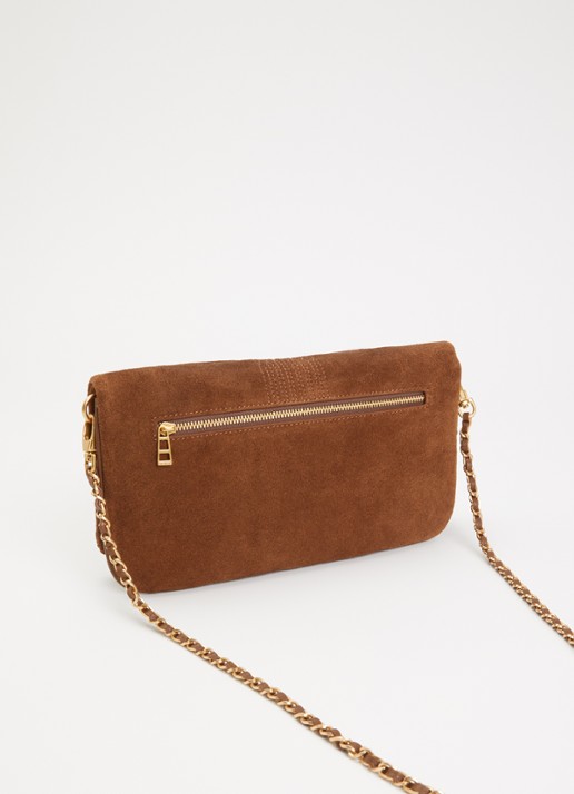 Zadig&Voltaire Rock Western clutch van suède - achterkant cognac