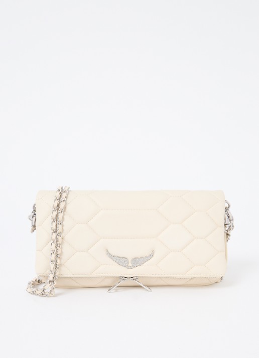 Zadig&Voltaire Rock XL schoudertas van leer - voorkant creme
