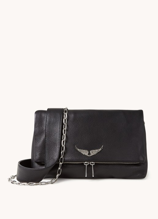 Zadig&Voltaire Rocky clutch van leer - voorkant zwart