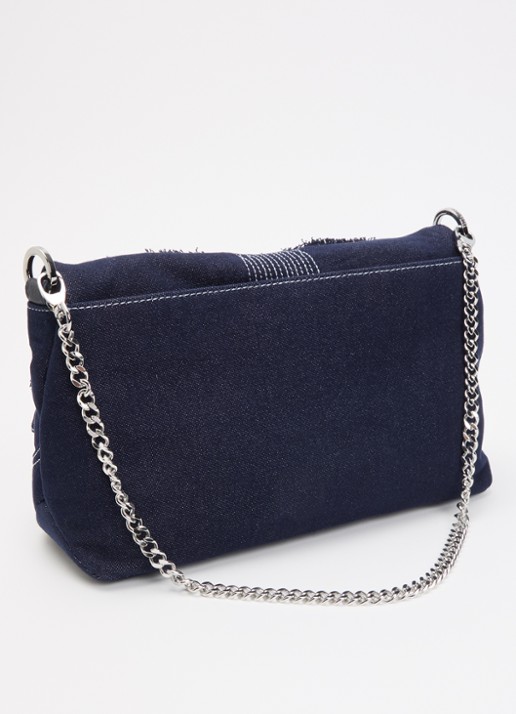 Zadig&Voltaire Rocky II schoudertas van denim met borduring en logo  - achterkant 5 indigo