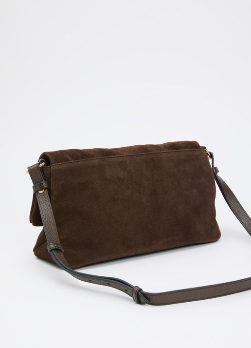 Zadig&Voltaire Rocky II schoudertas van suède met verstelbare schouderriem - achterkant bruin