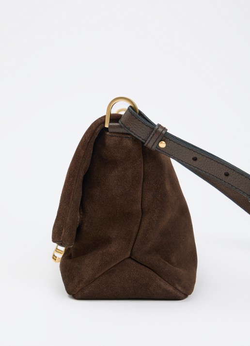Zadig&Voltaire Rocky II schoudertas van suède met verstelbare schouderriem - detail 3 bruin