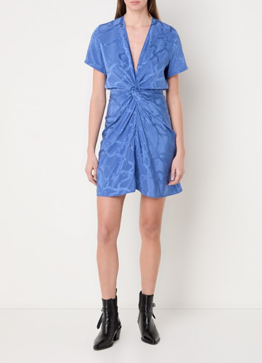 Zadig&Voltaire Rozom mini tuniekjurk van zijde met print  - voorkant 4 middenblauw