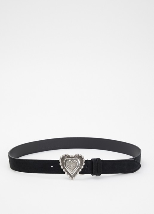 Zadig&Voltaire Santa Fe riem van suède - voorkant 2 zwart
