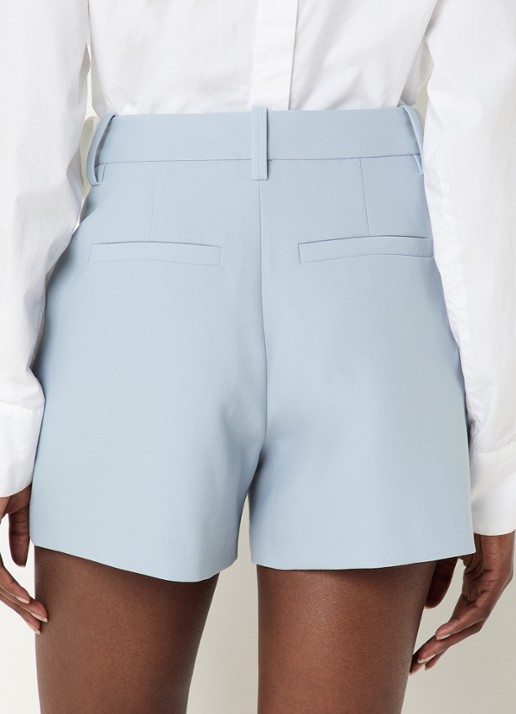 Zadig&Voltaire Sidou high waist straight fit korte broek  - achterkant 3 lichtblauw