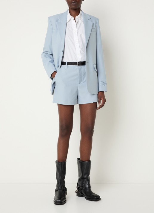 Zadig&Voltaire Sidou high waist straight fit korte broek  - voorkant 2 lichtblauw