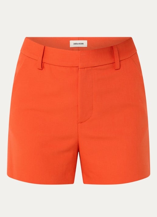 Zadig&Voltaire Sidou high waist straight fit korte broek  - voorkant 3 oranjerood