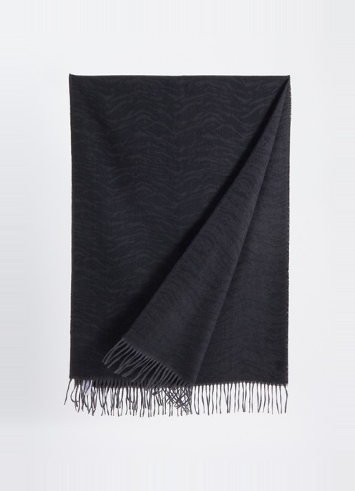Zadig&Voltaire Sjaal met tijgerprint en pailletten 65 x 185 cm - detail zwart