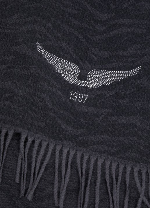 Zadig&Voltaire Sjaal met tijgerprint en pailletten 65 x 185 cm - detail 2 zwart