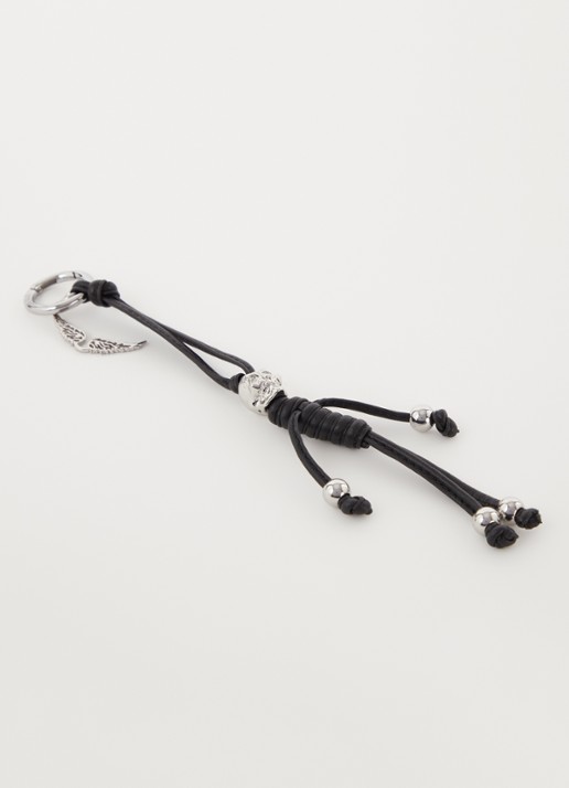 Zadig&Voltaire Skull sleutelhanger van lamsleer - voorkant 2 zwart