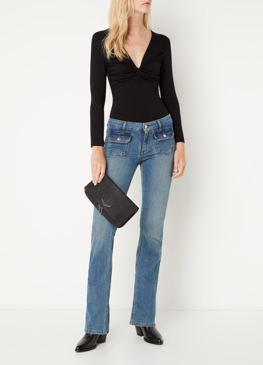 Zadig&Voltaire Soft Savage Rock clutch van kalfsleer - voorkant 4 zwart