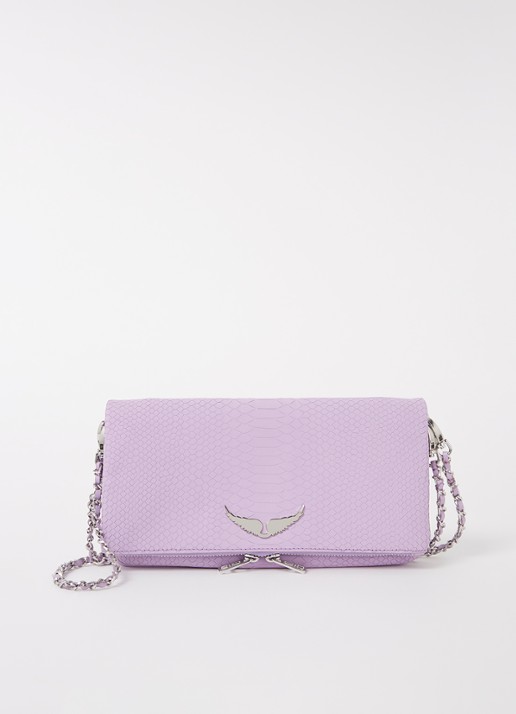 Zadig&Voltaire Soft Savage Rock clutch van kalfsleer - voorkant lila