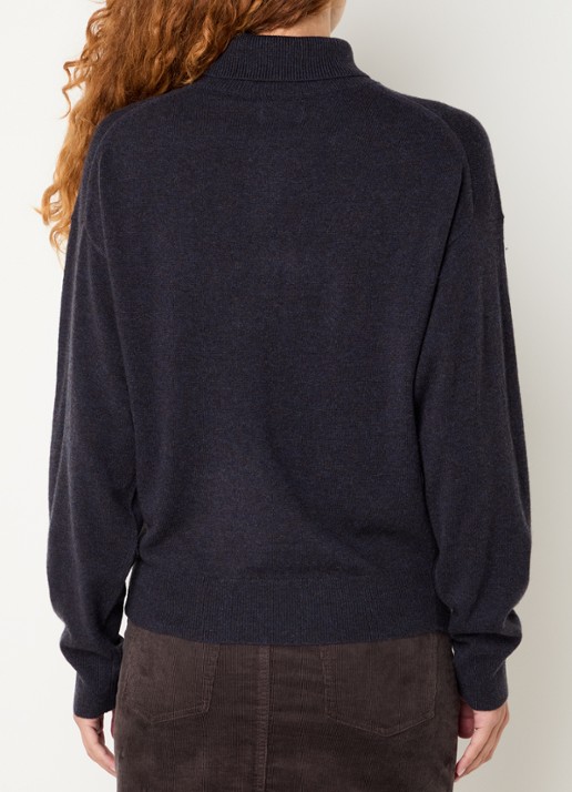Zadig&Voltaire Souly fijngebreide coltrui in kasjmierblend - achterkant 2 donkerblauw