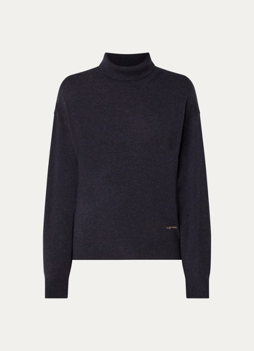 Zadig&Voltaire Souly fijngebreide coltrui in kasjmierblend - voorkant 3 donkerblauw