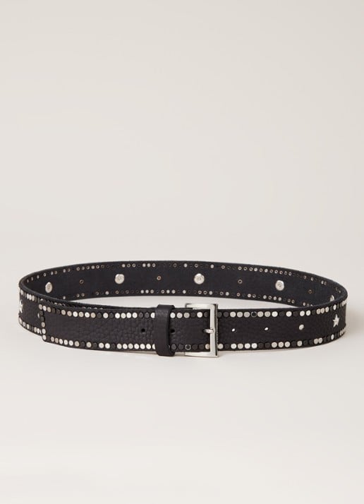 Zadig&Voltaire Starlight riem van leer met studs - voorkant 2 zwart