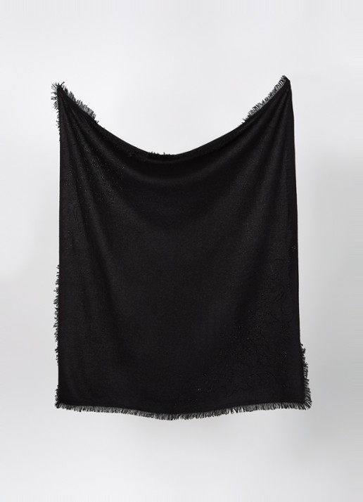 Zadig&Voltaire Stevie sjaal van kasjmier met strass 90 x 90 cm - detail zwart