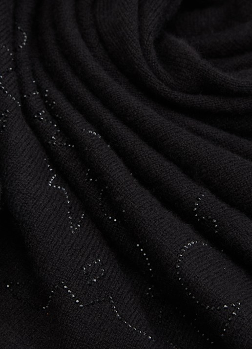 Zadig&Voltaire Stevie sjaal van kasjmier met strass 90 x 90 cm - detail 2 zwart